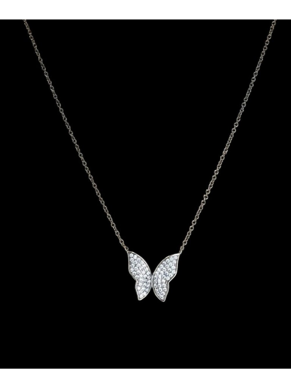 Y2K Glam Vintage Nadri Pavé Crystal Butterfly Necklace Silver Tone Sparkle Penda